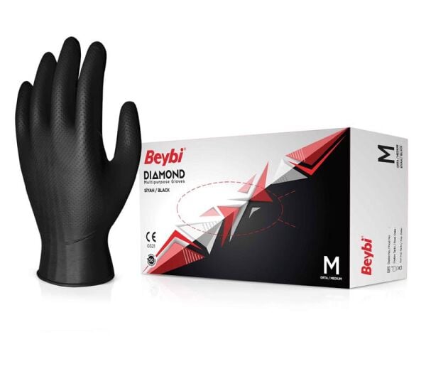 Beybi Diamond Siyah Nitril Eldiven - 100'lük Kutu