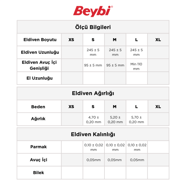 Beybi Strong-5 Pudrasız Siyah Nitril Muayene Eldiveni - 100'lük Kutu