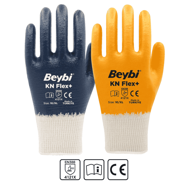 Beybi KN Flex+ Pamuk Nitril Eldiven NO: 10 - Sarı - Çift
