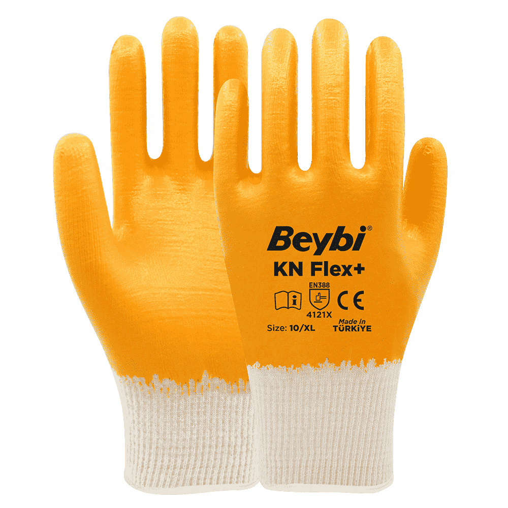 KN Flex+ Pamuk Nitril Eldiven NO: 9 - Sarı - Koli