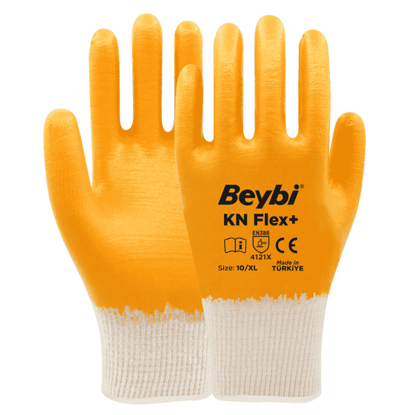 KN Flex+ Pamuk Nitril Eldiven NO: 9 - Sarı - Koli