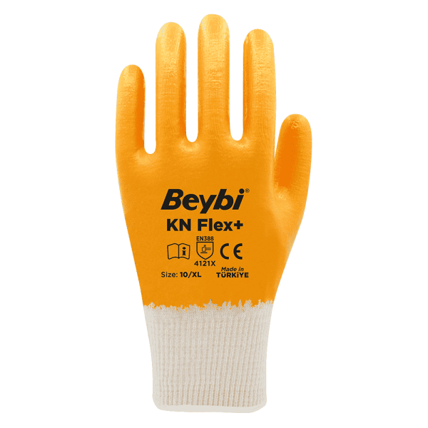Beybi KN Flex+ Pamuk Nitril Eldiven NO: 10 - Sarı - Çift