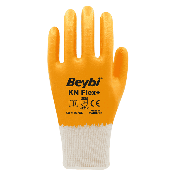 Beybi KN Flex+ Pamuk Nitril Eldiven NO: 10 - Sarı - Çift