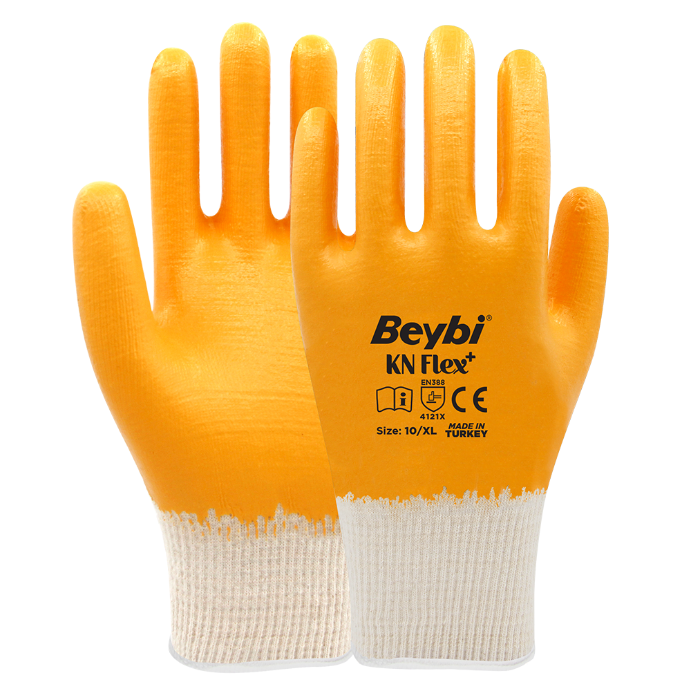 Beybi KN Flex+ Pamuk Nitril Eldiven NO: 10 - Sarı - Çift