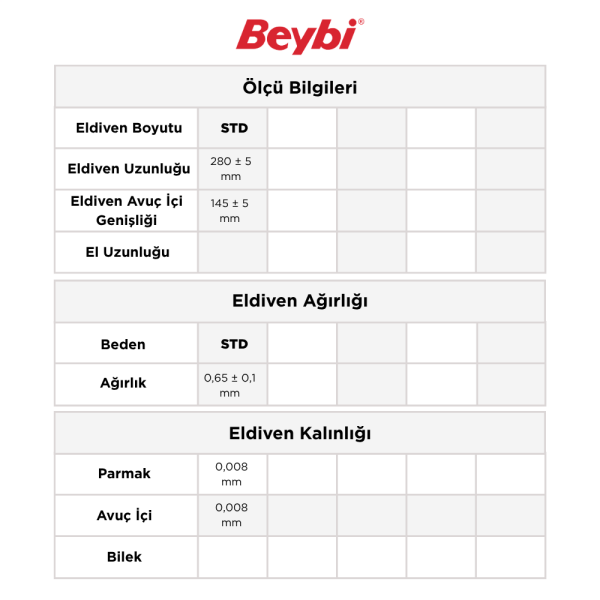 Beybi PET (Polietilen) Eldiven 6 GR- 100'lük Poşet