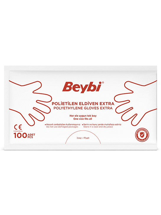 Beybi PET (Polietilen) Eldiven Extra 9 GR- 100'lük Poşet