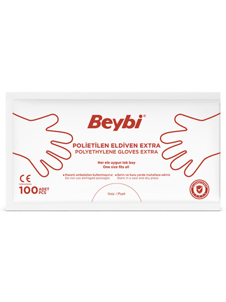 Beybi PET (Polietilen) Eldiven Extra 9 GR- 100'lük Poşet