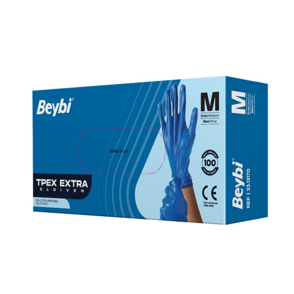 Beybi TPEX Extra Eldiven Mavi - 100'lük Kutu