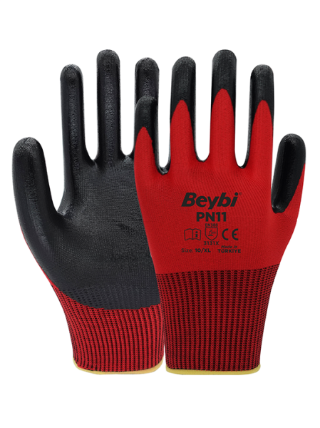 Beybi PN11 Polyester Örme Nitril Eldiven